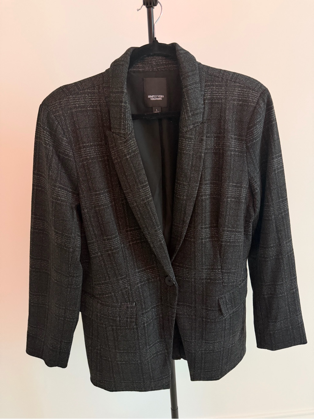 Simply Vera Vera Wang Black Plaid Blazer